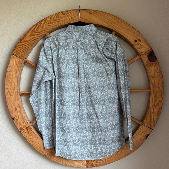 Ariat Light Gray Paisley Kids Button-Down Shirt - Picture 3 of 4